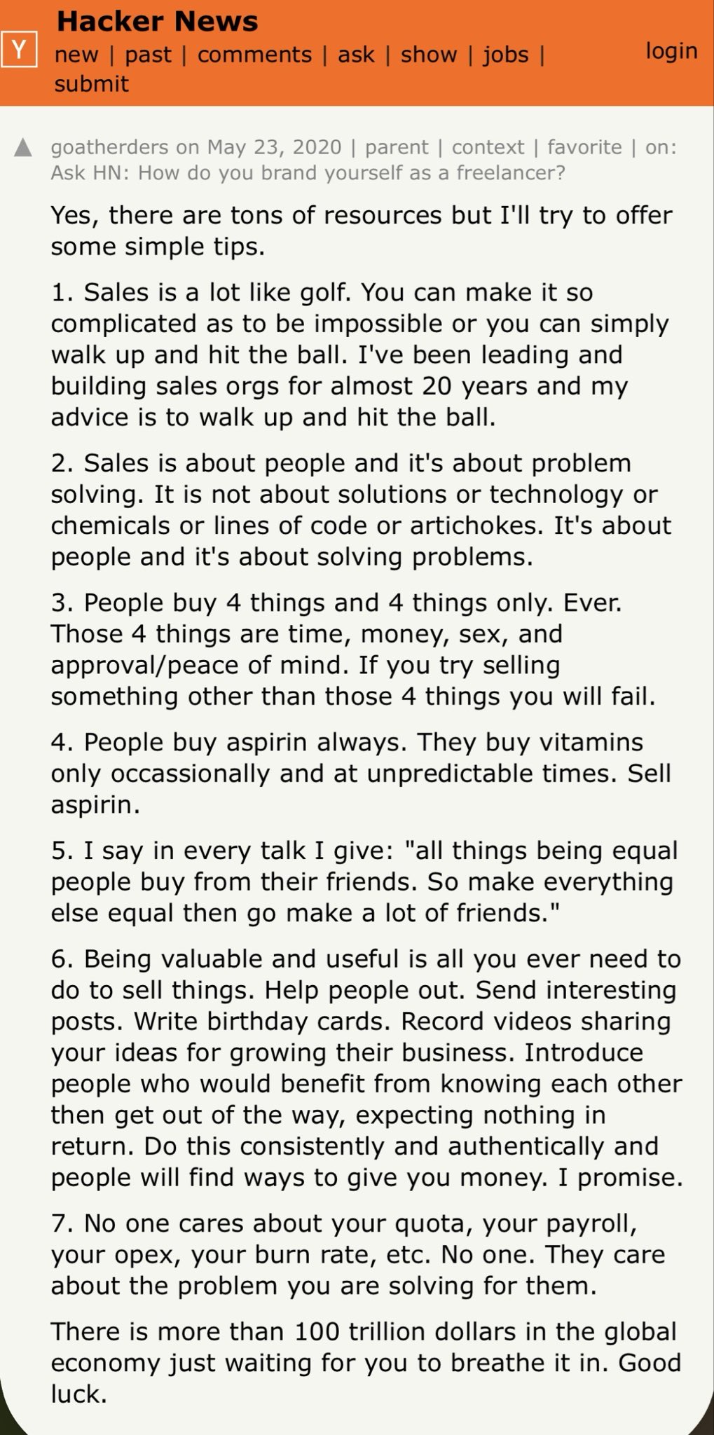Good Sales Advice